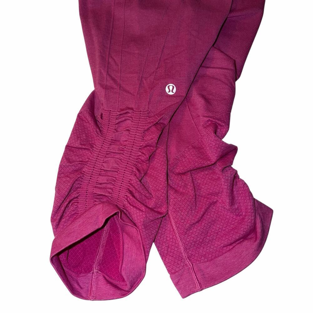 Lululemon Seamless High-Rise Leggings Women’s Size 6 Magenta Berry Cropped - Picture 3 of 7